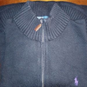 🖤🍂 Polo Quarter Zip Black with Purple Pony